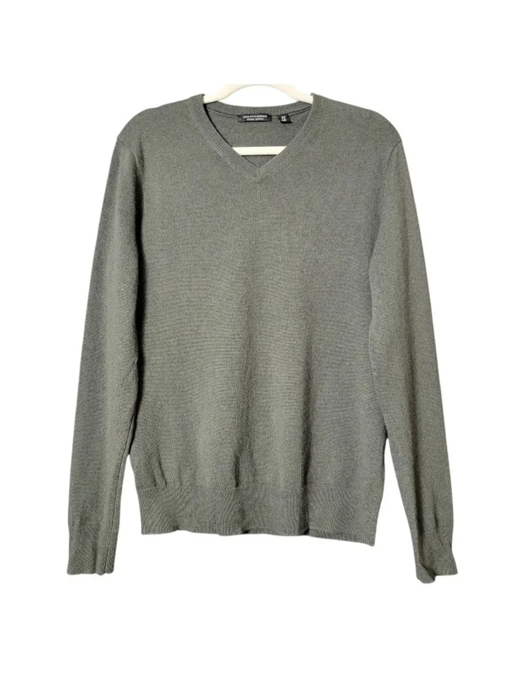 Saks Fifth Avenue Mens 100% Cashmere Luxury Pullover V-Neck Sweater Large